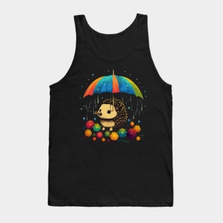 Hedgehog Rainy Day With Umbrella Tank Top